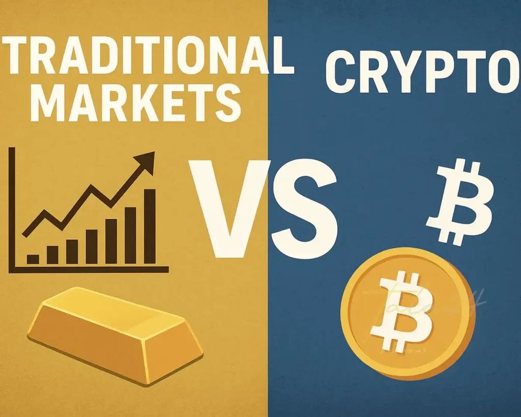 تفاوت بازارهای سنتی (طلا و سهام) با کریپتو